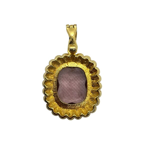 Joan Rivers Gold Plated Pink Cushion Crystal Pendant Purple Blue Halo Enhancer - Picture 4 of 11